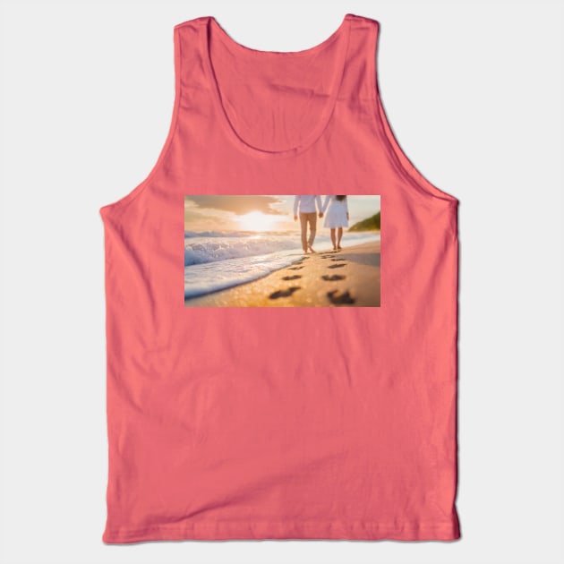 Handheld couple walking on the beach Tank Top by psychoshadow